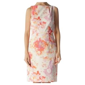 Ann Taylor Sleeveless Sheath Dress Watercolor Floral Print Size 14